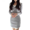 Hooded Neck Long Sleeve Faux Mini Dress