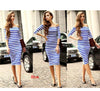 Off Shoulder Stripe Stretch Bodycon