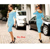 Off Shoulder Stripe Stretch Bodycon